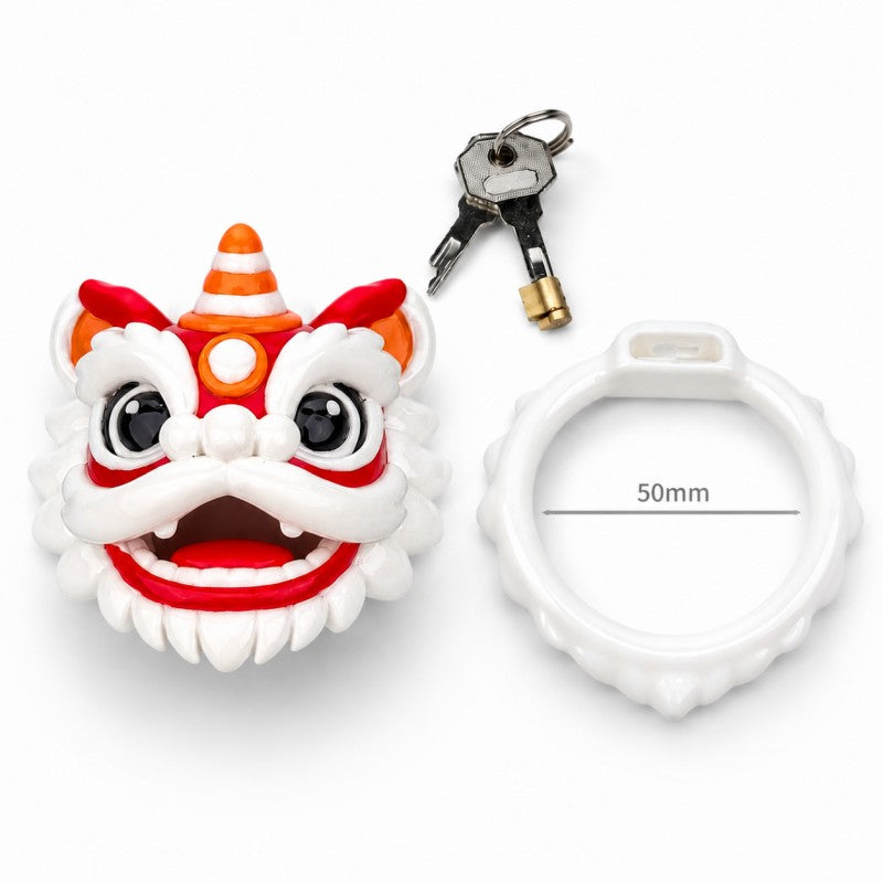 Hand-Painted Lion Guardian Chastity Lock | Unique Artistic Chastity Device