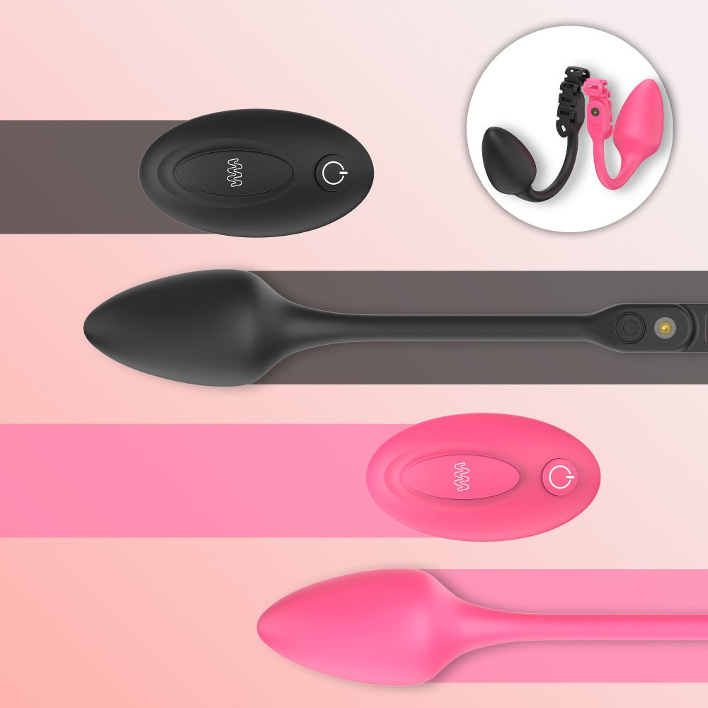 Vibrating Anal Plug for Chastity Cage – Adjustable Strap Prostate Massager with 10 Modes (Remote Control, Silicone)