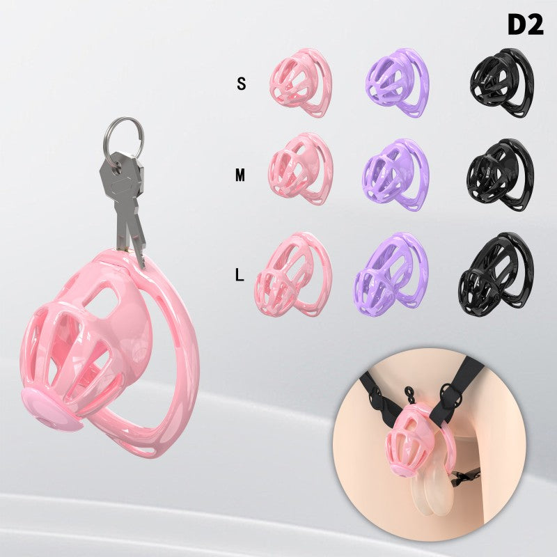 Hollow Design Chastity Cage | Adjustable Ring Locking Device with Harness Strap (D2)