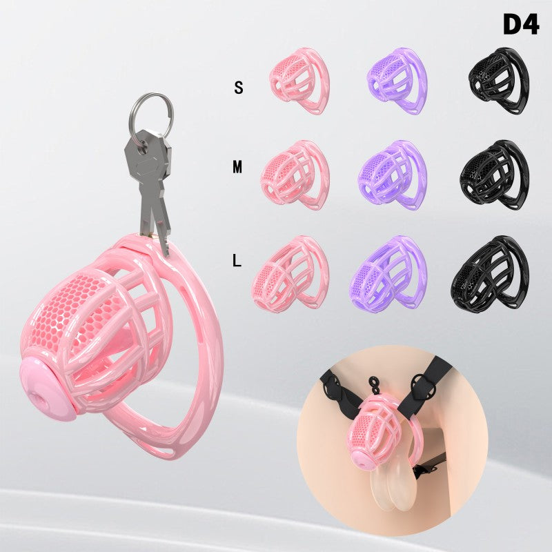 Honeycomb Mesh Adjustable Chastity Cage with Harness Strap (D4)