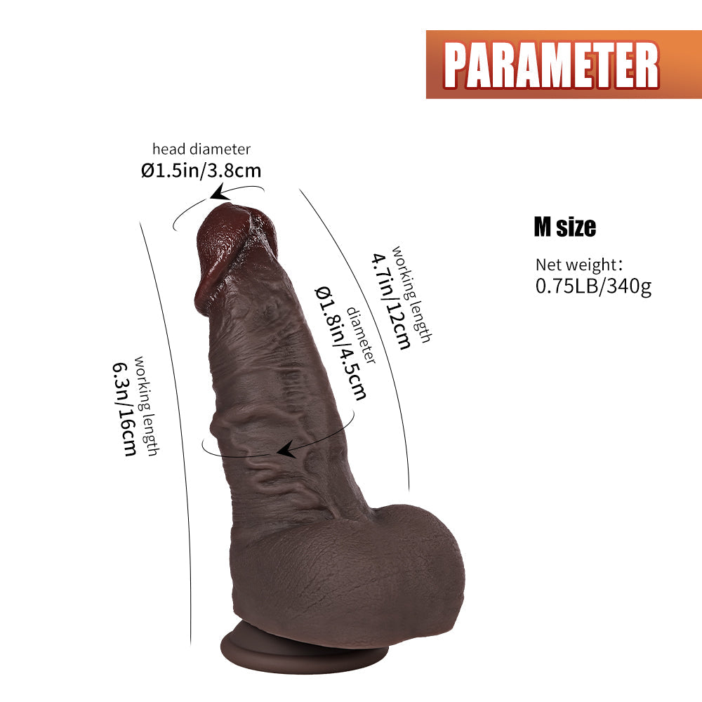Realistic Dual Density Silicone Dildo with Suction Base