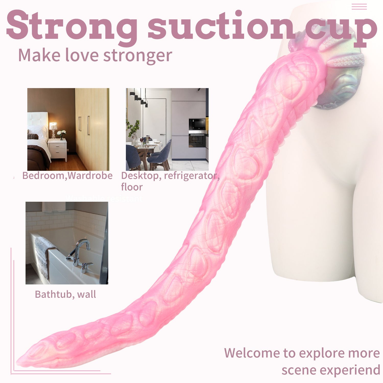 Platinum Silicone Tentacle Dildo – Fantasy Pink Big Suction Cup Sex Toys | S to XXL 25 Inch Sizes