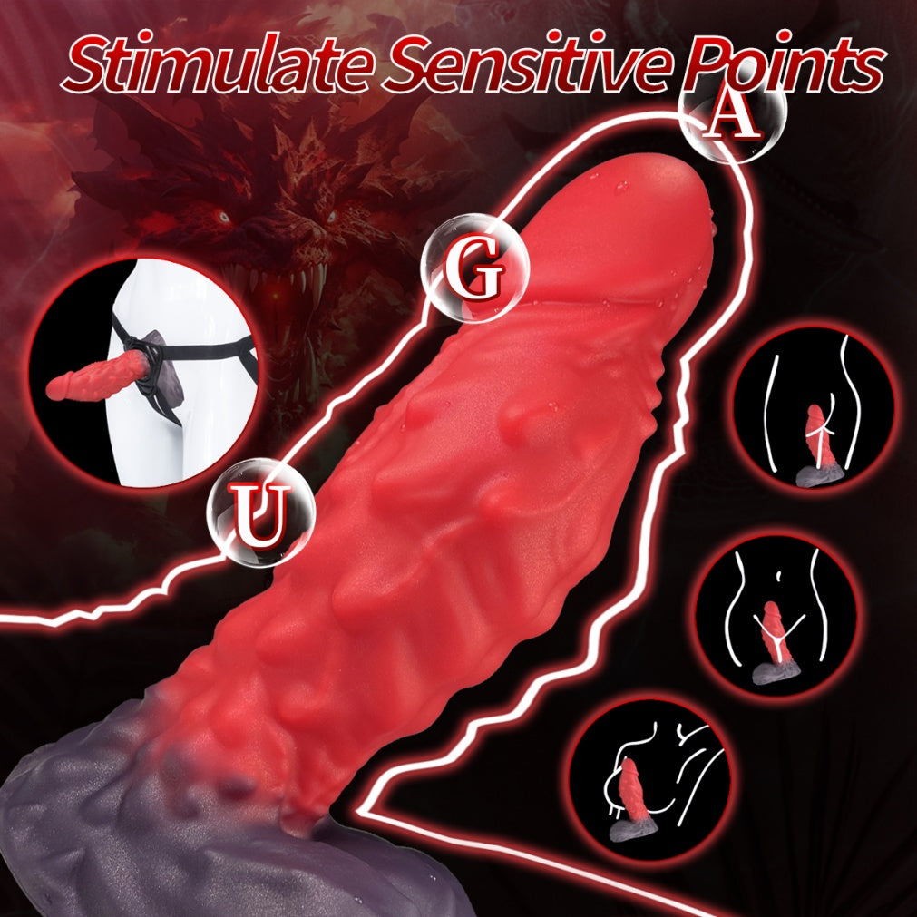 Domlust Fiery Dragon Dildo – Platinum Silicone Scaled Fantasy Dildo with Suction Cup | G-Spot, A-Spot & Anal