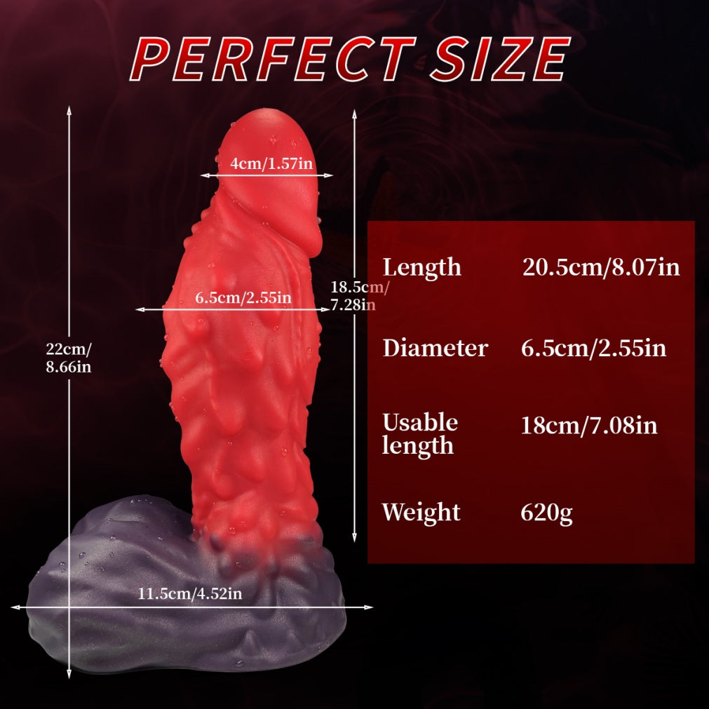 Domlust Fiery Dragon Dildo – Platinum Silicone Scaled Fantasy Dildo with Suction Cup | G-Spot, A-Spot & Anal