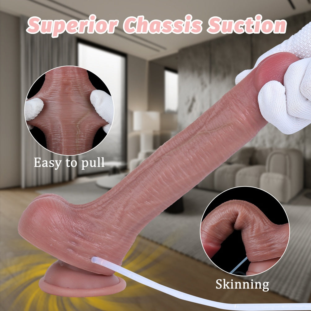 Squirting Dildo 8.46 Inch – Dual-Layer Skin-Sliding Realistic Strap-On | Domlust