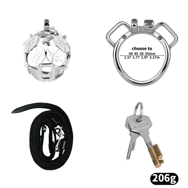 Solar Serpent Stainless Steel Chastity Cage – Coiled Snake Design