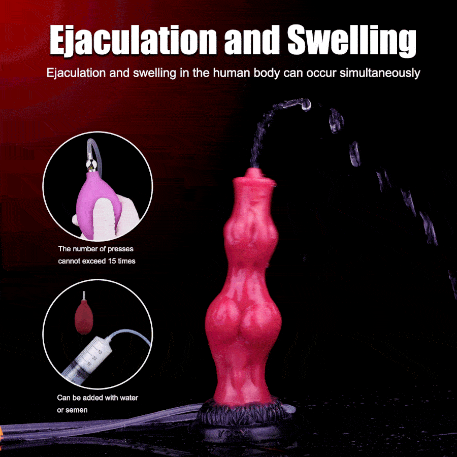 Hati 8 Inch Squirting Wolf Dildo with Inflatable Knot
