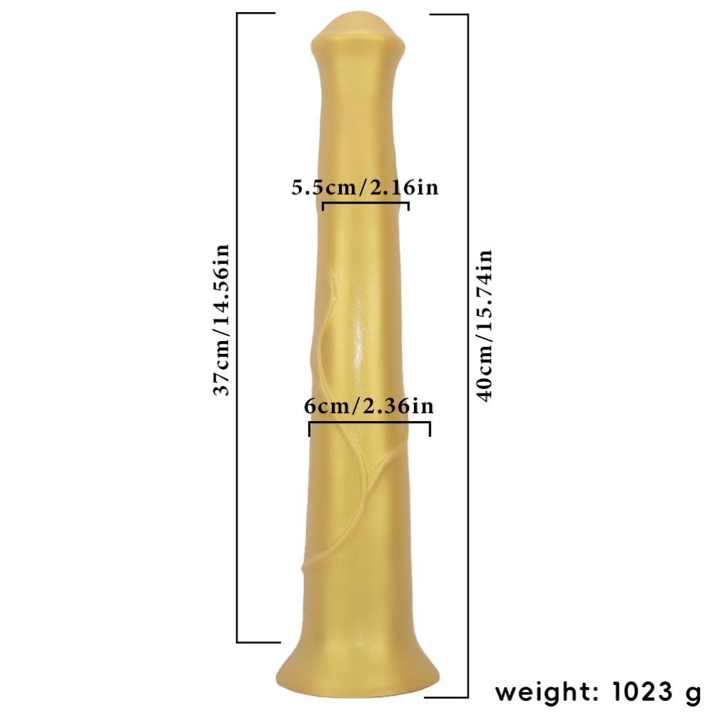 Domlust 15 Inch Horse Dildo | Gold Silicone Fantasy Dildo for Extreme Depth