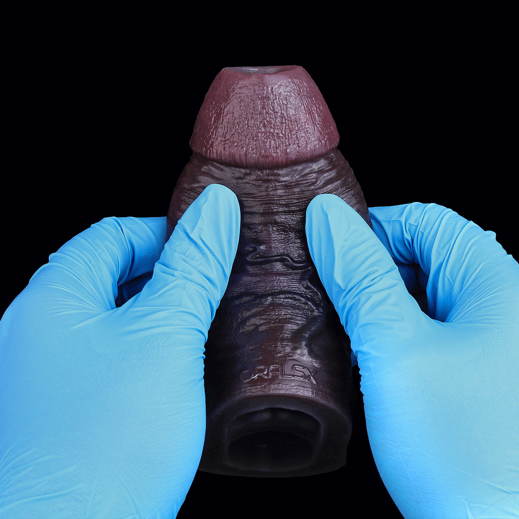 Black Duke Silicone Black Penis Sleeve - Realistic Open-End Ejaculation Delay Ring Extender