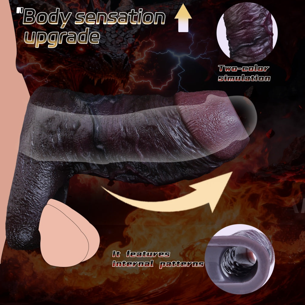 Black Duke Silicone Black Penis Sleeve - Realistic Open-End Ejaculation Delay Ring Extender