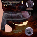 Black Duke Silicone Black Penis Sleeve - Realistic Open-End Ejaculation Delay Ring Extender