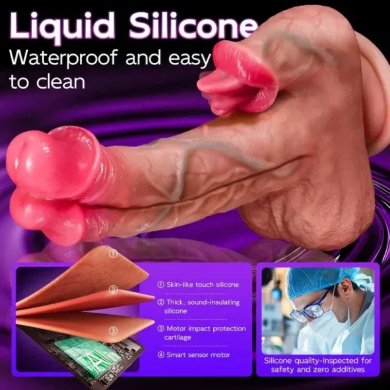 Domlust 4-in-1 Vibrating Thrusting Dildo – Heating + Clit Licking | Silicone G-Spot & A-Spot Toy