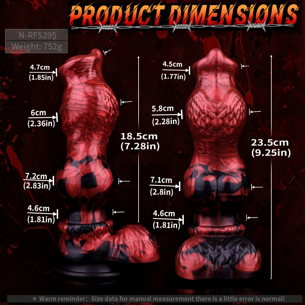 Marbled Dog Knot Dildo | Crimson & Black Dual-Density Silicone | Beast Sex | Domlust