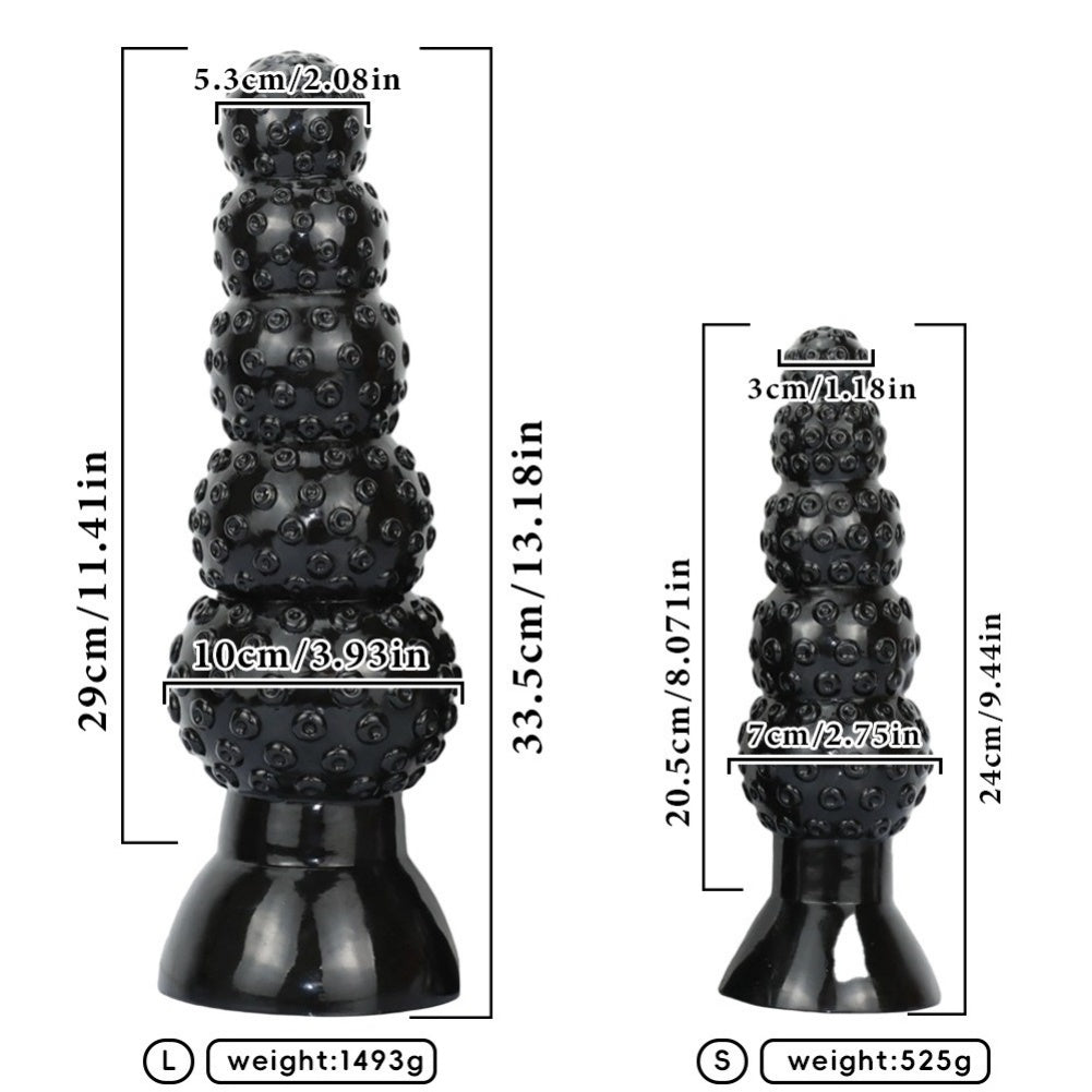 Black Tentacle Anal Beads Dildo – Platinum Silicone 5-Sphere Progressive Expander | S / L