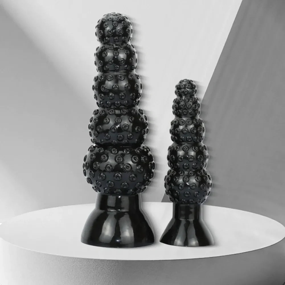 Black Tentacle Anal Beads Dildo – Platinum Silicone 5-Sphere Progressive Expander | S / L