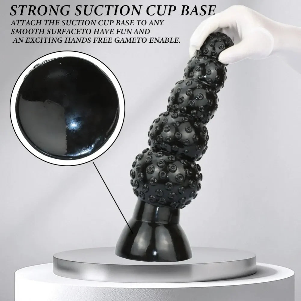 Black Tentacle Anal Beads Dildo – Platinum Silicone 5-Sphere Progressive Expander | S / L