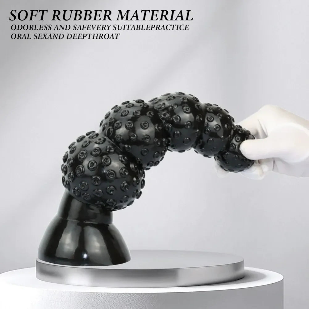 Black Tentacle Anal Beads Dildo – Platinum Silicone 5-Sphere Progressive Expander | S / L