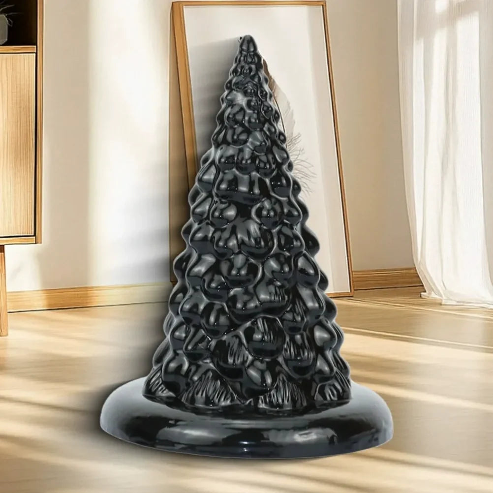Sentinel Conical Butt Plug – Scaled Texture, 650g Obsidian Silicone, Fisting Expansion | Domlust
