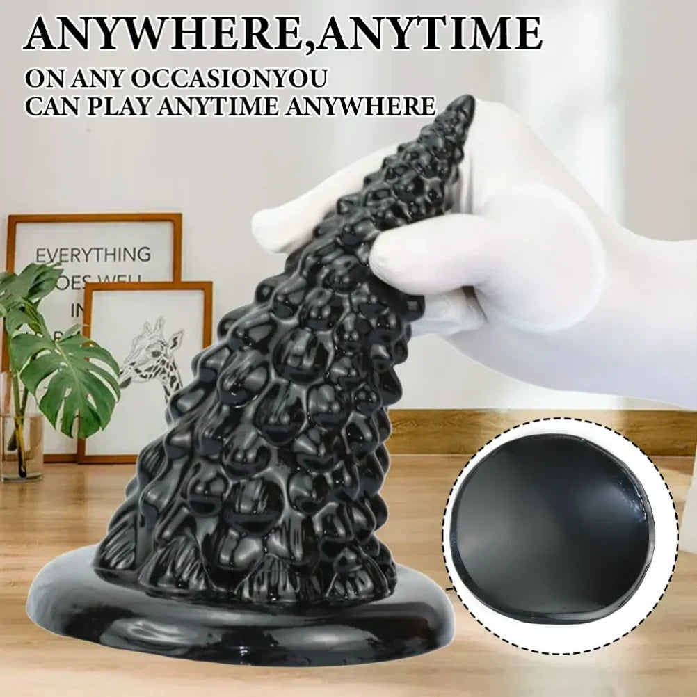 Sentinel Conical Butt Plug – Scaled Texture, 650g Obsidian Silicone, Fisting Expansion | Domlust