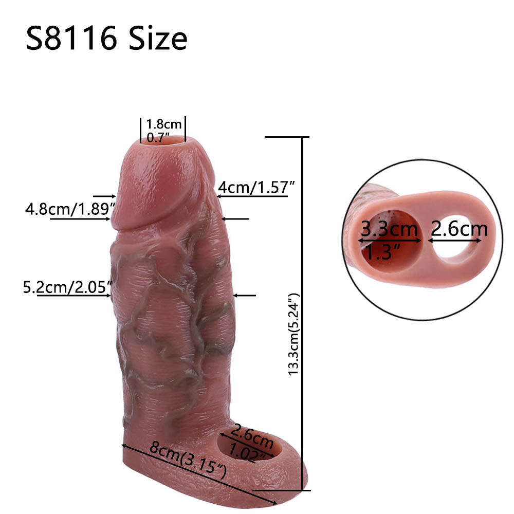 Huge Cock Sleeve Condom Sex Toy for Men - Realistic Penis Ring Sex Permance Enhancer