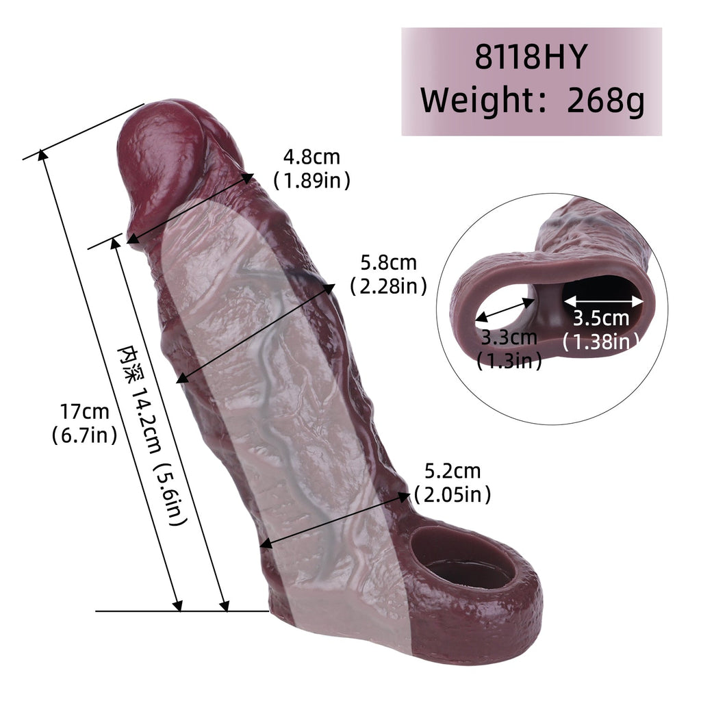Life Size Realistic Cock Sleeve - Ebony Thick Penis Sheath Extender Sex Toys for Men Gay