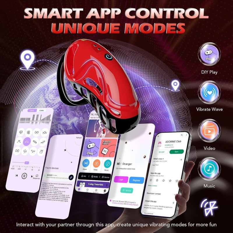 App-Controlled Vibrating Chastity Cage for Men