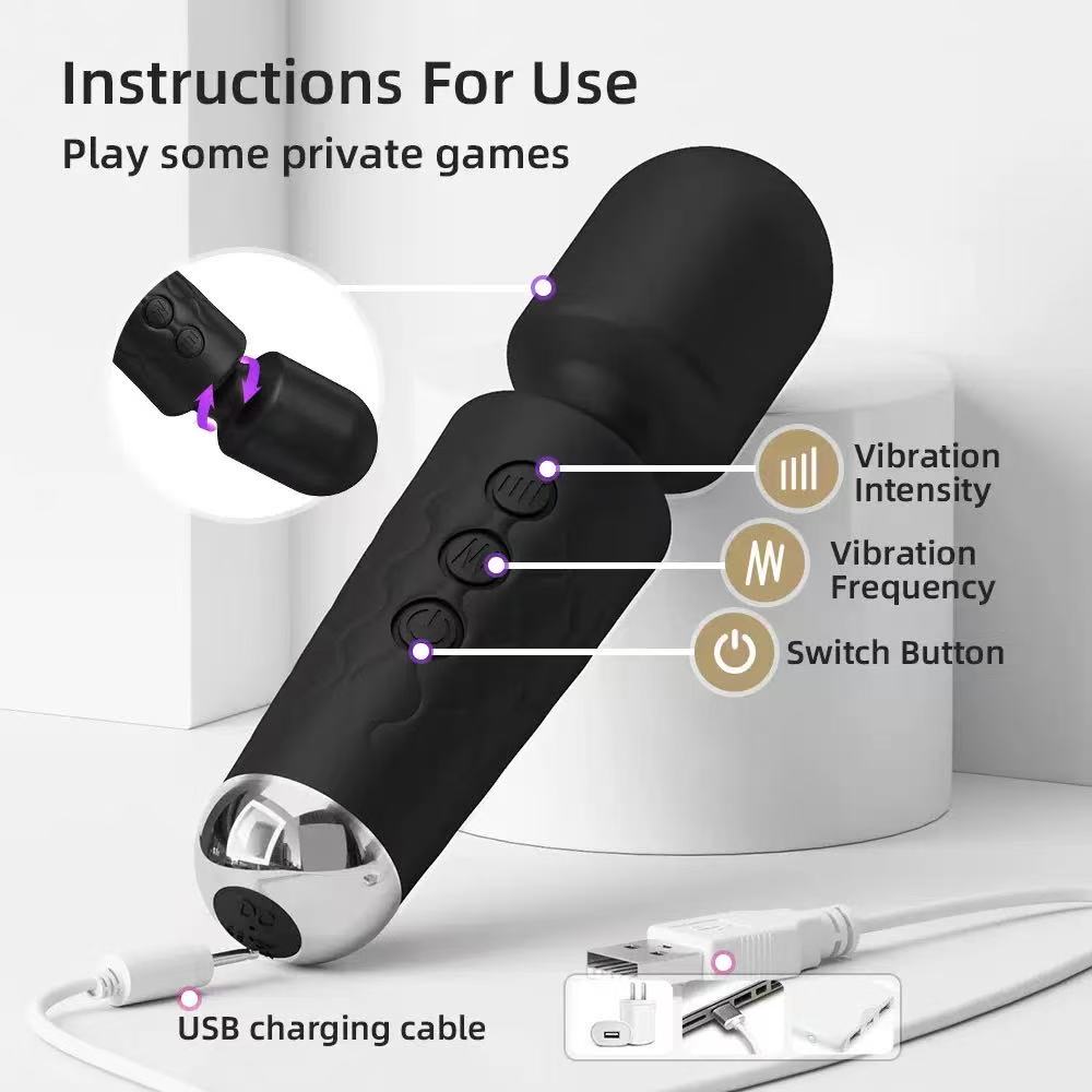 Chastity Vibrator Magic Wand – 8 Speeds, 20 Patterns, Waterproof & Rechargeable