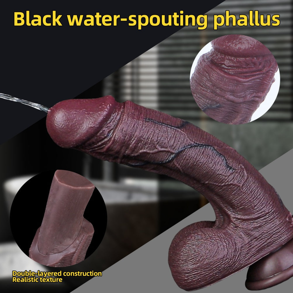 9-Inch Black Squirting Dildo – Dual-Density Ebony Silicone, Life-Size Replica | Domlust