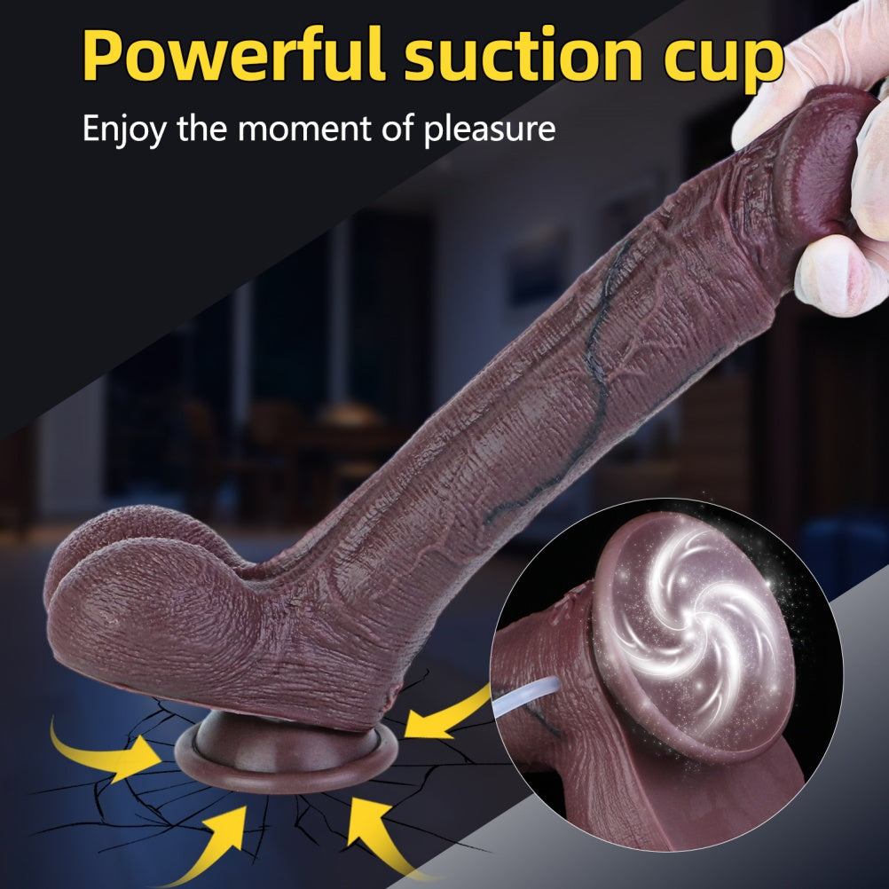 9-Inch Black Squirting Dildo – Dual-Density Ebony Silicone, Life-Size Replica | Domlust