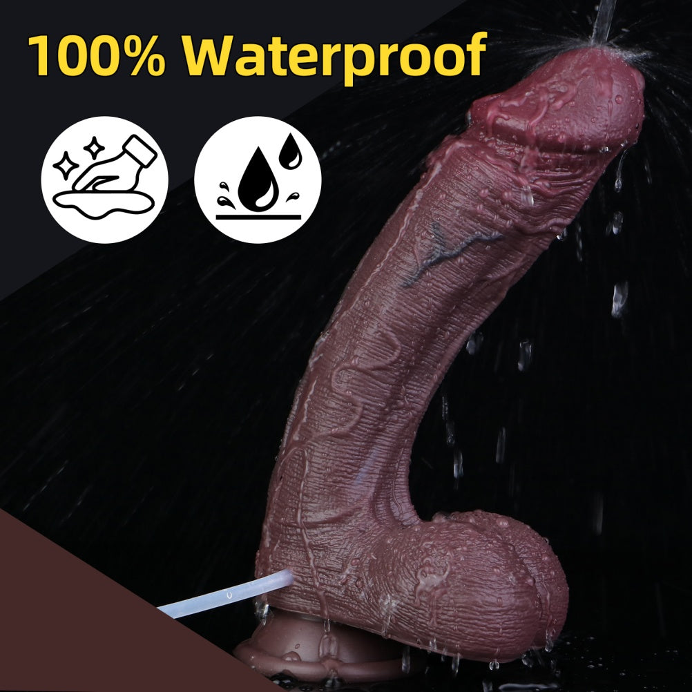 9-Inch Black Squirting Dildo – Dual-Density Ebony Silicone, Life-Size Replica | Domlust