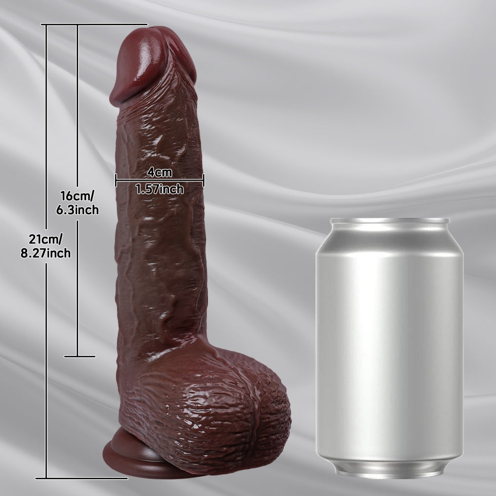 Domlust Ebony Squirting Dildo | Sliding Foreskin & Fake Cum | Premium Silicone