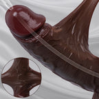 Domlust Ebony Squirting Dildo | Sliding Foreskin & Fake Cum | Premium Silicone