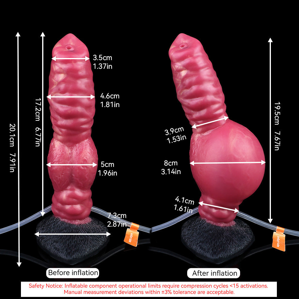 Inflatable Squirting Dog Dildo Butt Plug - Suction Cup Monsterdildo Women Masturbator