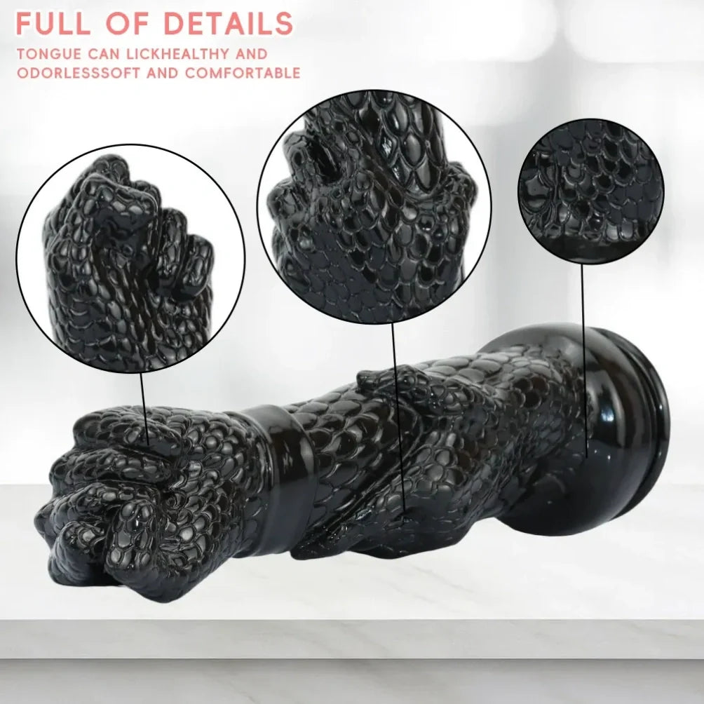 Domlust Dragon Arm Fist Dildo – 13" Black Silicone Creature Cock for Extreme Expansion