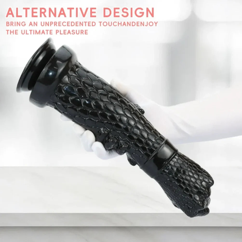 Domlust Dragon Arm Fist Dildo – 13" Black Silicone Creature Cock for Extreme Expansion