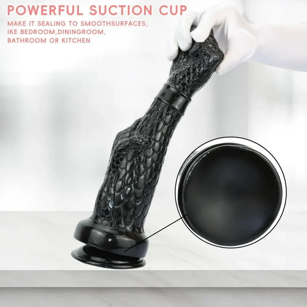 Domlust Dragon Arm Fist Dildo – 13" Black Silicone Creature Cock for Extreme Expansion