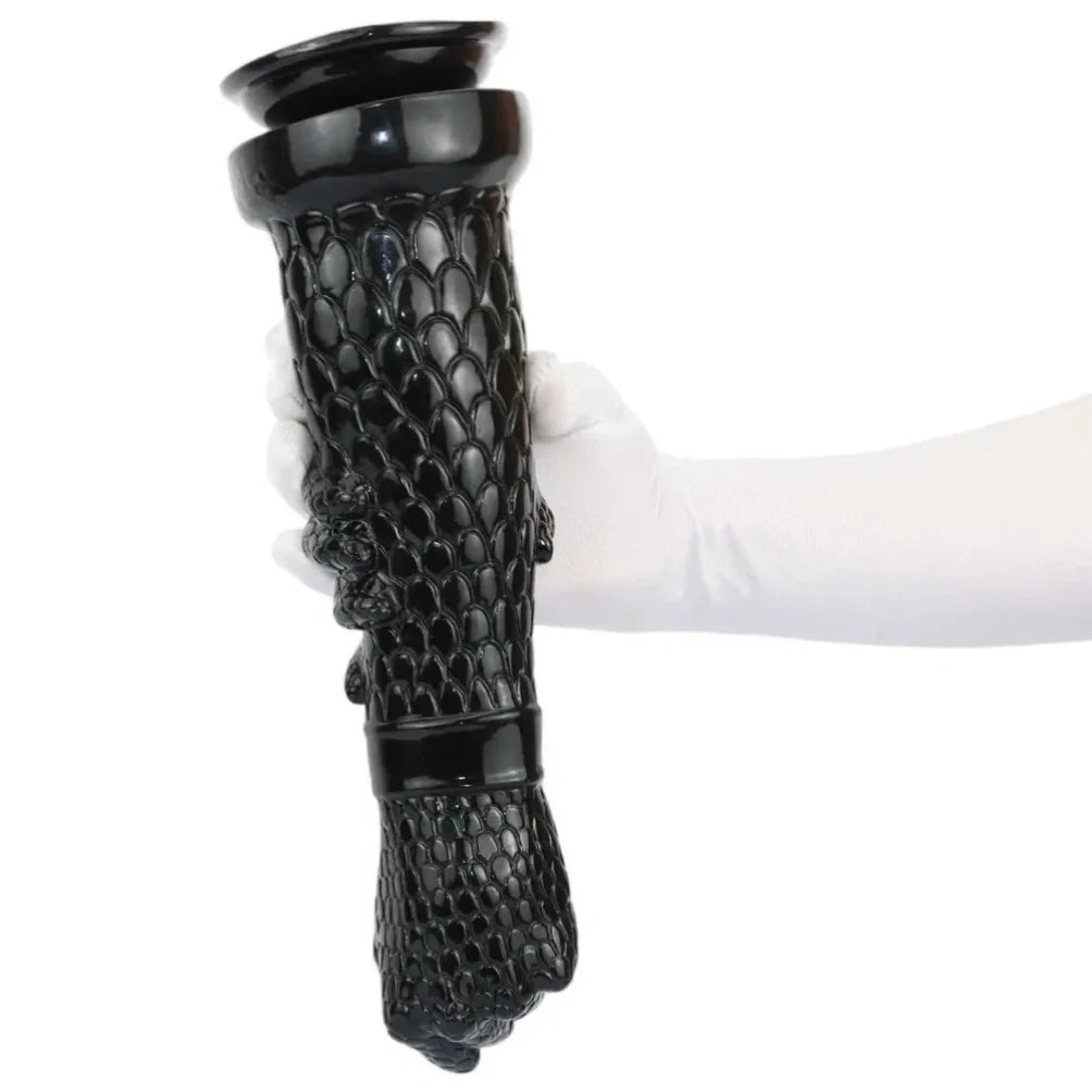 Domlust Dragon Arm Fist Dildo – 13" Black Silicone Creature Cock for Extreme Expansion