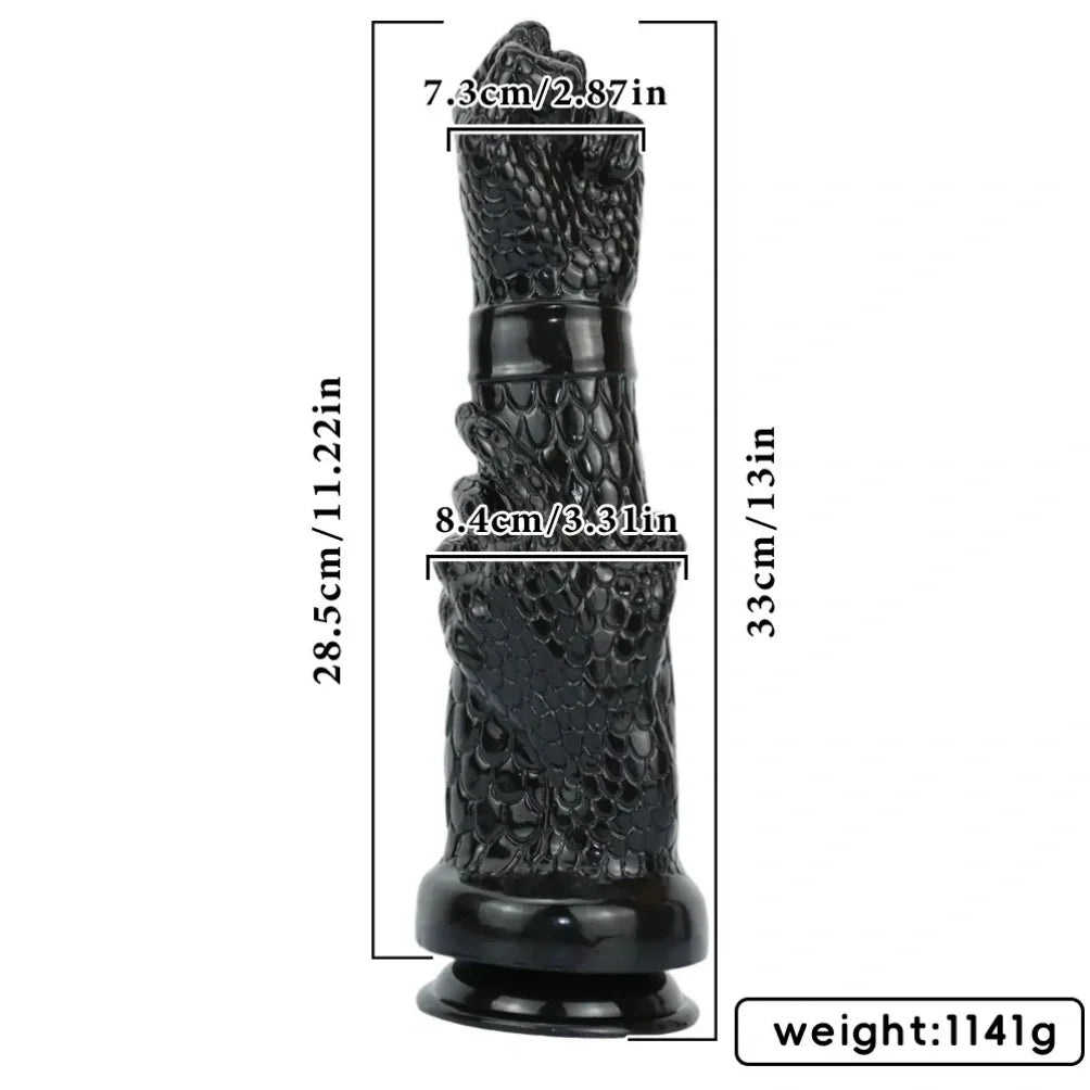 Domlust Dragon Arm Fist Dildo – 13" Black Silicone Creature Cock for Extreme Expansion