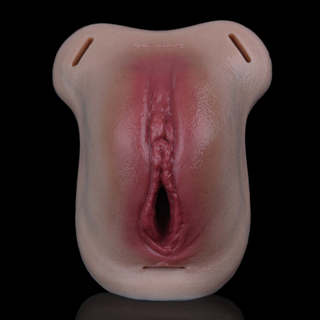 Wearable Realistic Fake Pussy Panties – Platinum Silicone Crossdresser Sex Toy with Leather Harness | Domlust