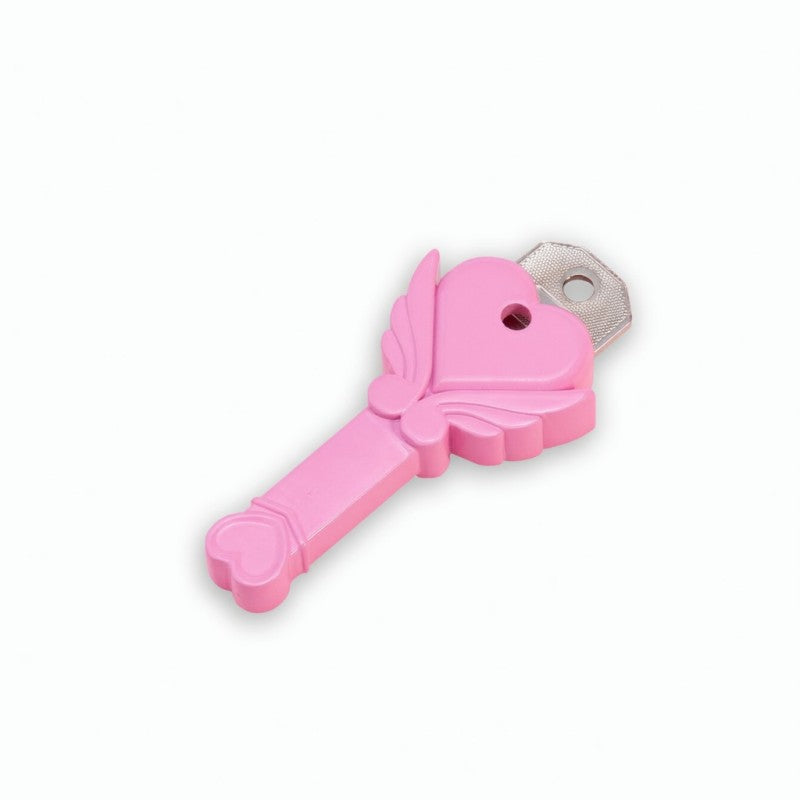 Angel Fairy Wand Key Holder – Pink Heart Wing Chastity Key Holder | Kawaii Magic Wand Key Case for FLR & Femdom