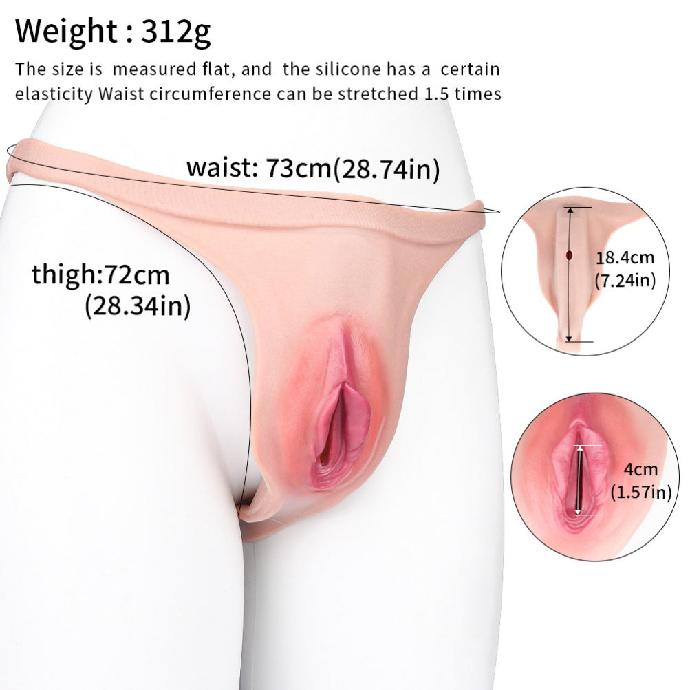 Lightskin Realistic Pussy Panties - Flesh-Like Silicone Fake Vagina Sex Toys for Gay Couple
