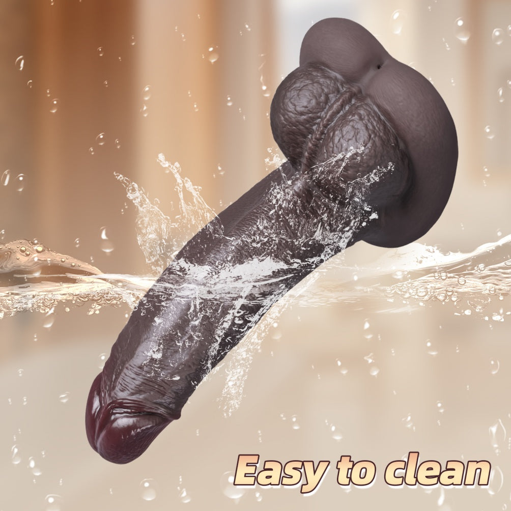 Domlust Giant Silicone Dildo with Scrotum Base – Platinum-Cured, G-Spot & Anal Fetish Toy