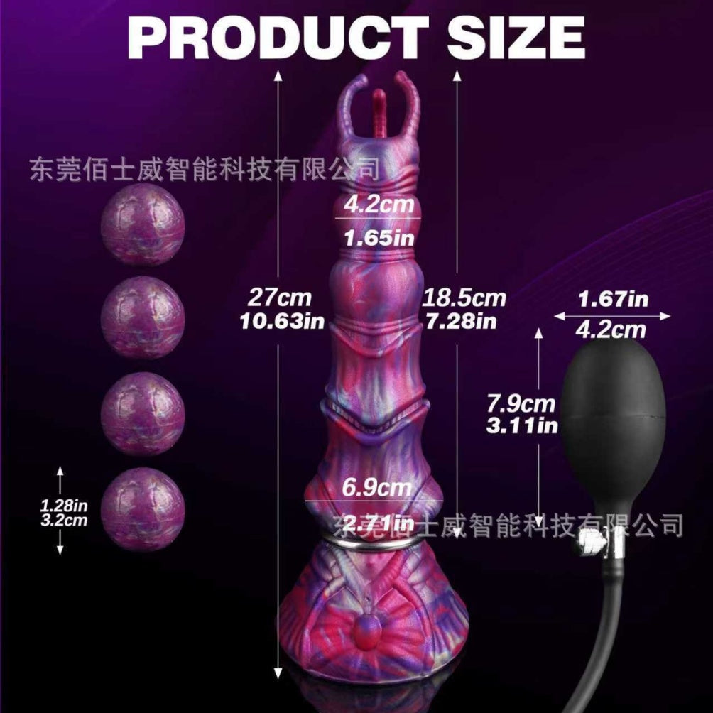 Platinum Silicone Ovipositor Dildo – Monster Egg-Laying Fetish Toy with Suction Cup | Domlust