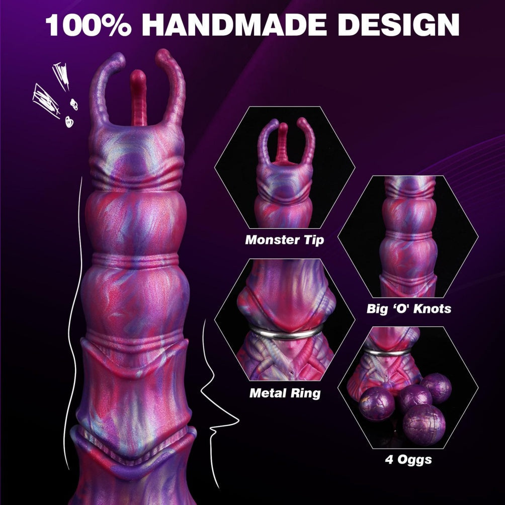 Platinum Silicone Ovipositor Dildo – Monster Egg-Laying Fetish Toy with Suction Cup | Domlust
