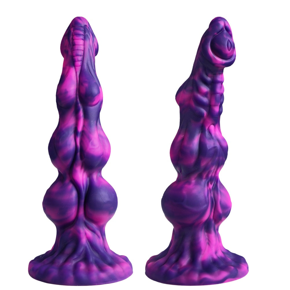 Domlust Knotted Dildo – Platinum Silicone Triple Knot Fantasy Dildo with Suction Cup | G-Spot & Anal Expansion
