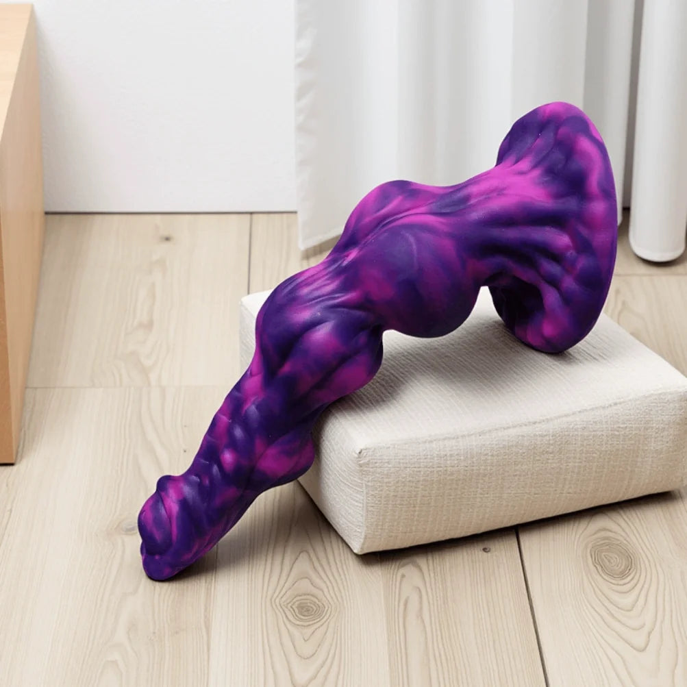 Domlust Knotted Dildo – Platinum Silicone Triple Knot Fantasy Dildo with Suction Cup | G-Spot & Anal Expansion
