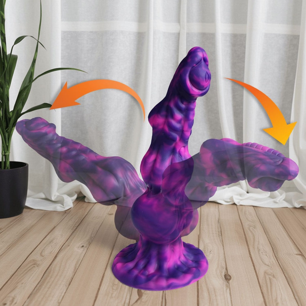 Domlust Knotted Dildo – Platinum Silicone Triple Knot Fantasy Dildo with Suction Cup | G-Spot & Anal Expansion