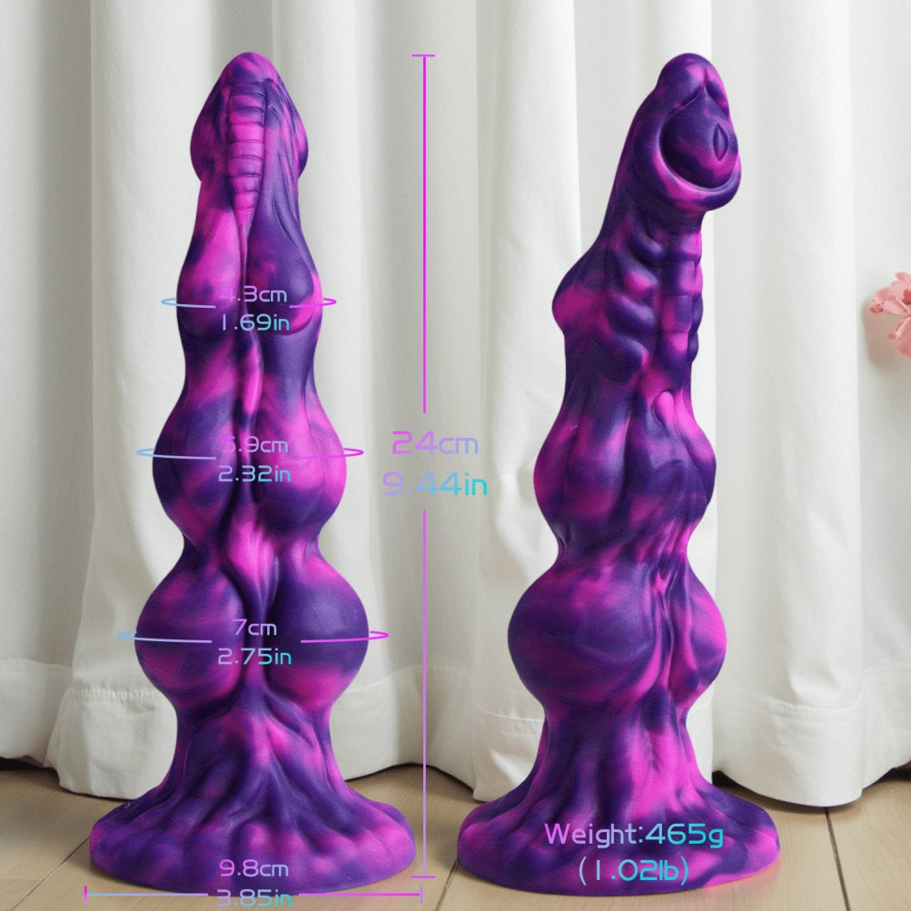 Domlust Knotted Dildo – Platinum Silicone Triple Knot Fantasy Dildo with Suction Cup | G-Spot & Anal Expansion