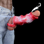 Hyena Squirting Penis Sleeve Sheath - Fantasy Cockring Delay Trainer Extender Male Sex Toy
