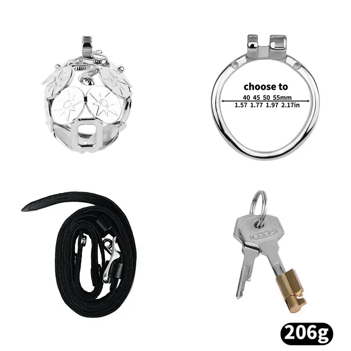 Solar Serpent Stainless Steel Chastity Cage – Coiled Snake Design